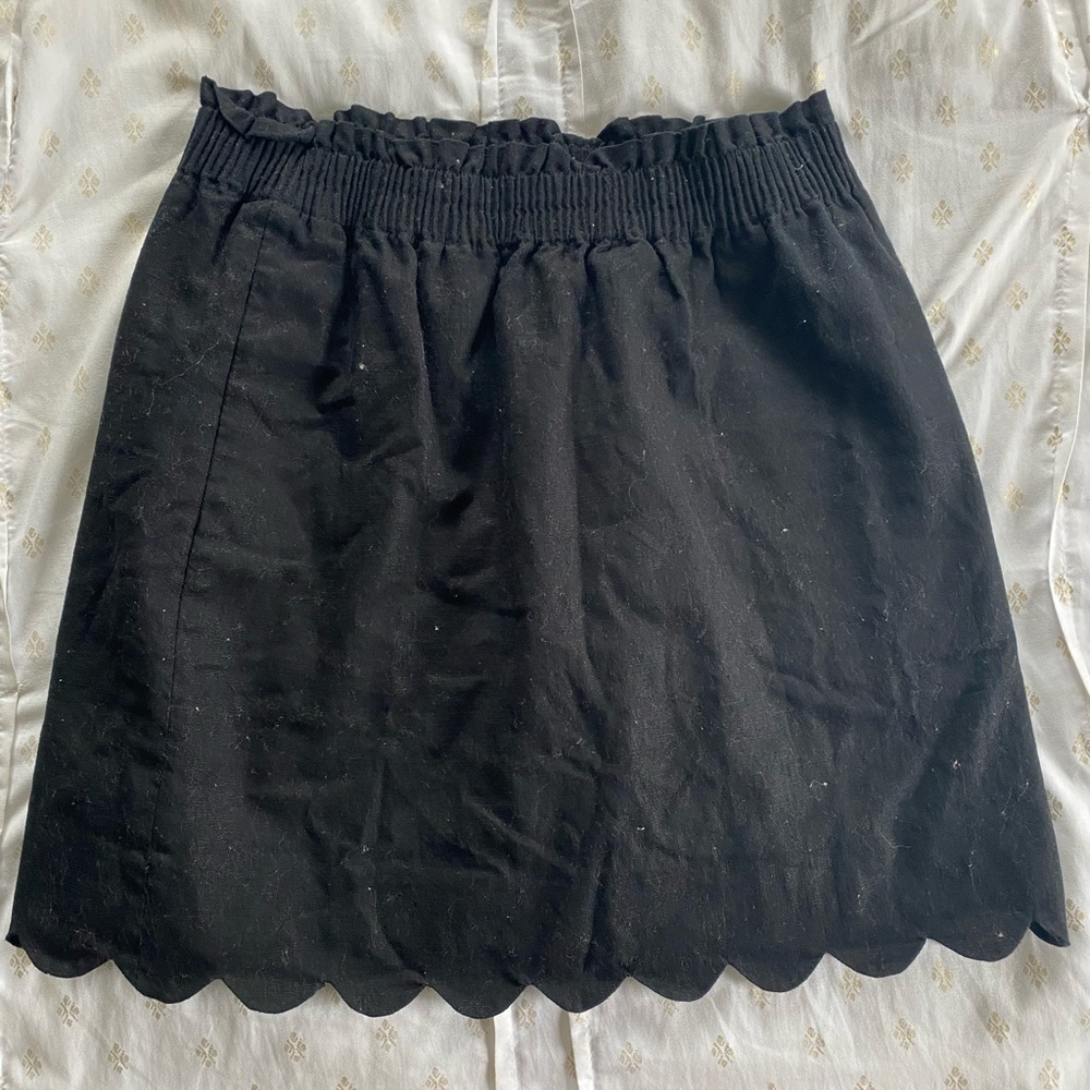 J.Crew Factory Scalloped Linen-Cotton Skirt